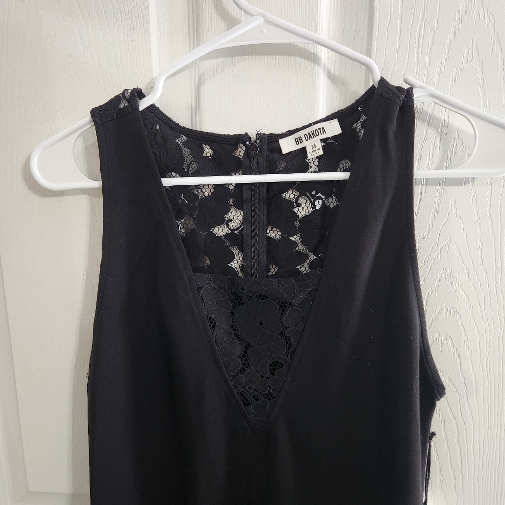 NWT BB Dakota Anthropologie black sleeveless lace shift dress women M stretch - Picture 9 of 14